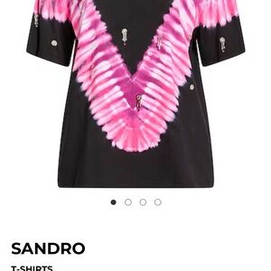 Sandro Black and Pink tie dye embellished “Paradise” Tee